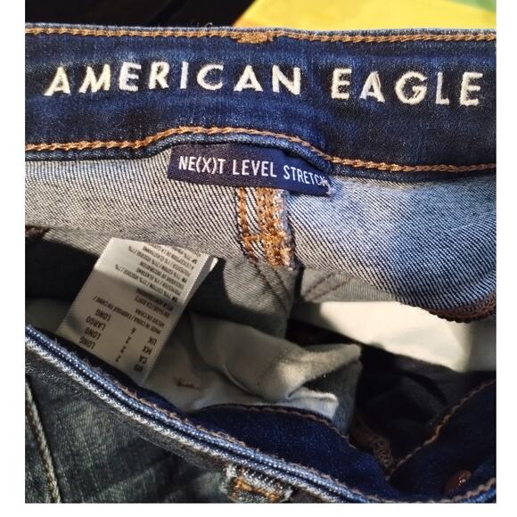 American Eagle Womens Size 2 Long Next Level Stretch Dark Wash Skinny Blue Jeans - Picture 6 of 9